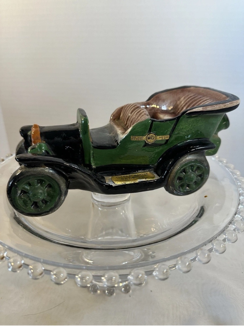 Rare Garnier Creme De Menthe Antique Ford Car Decanter France Hand Made & Paint